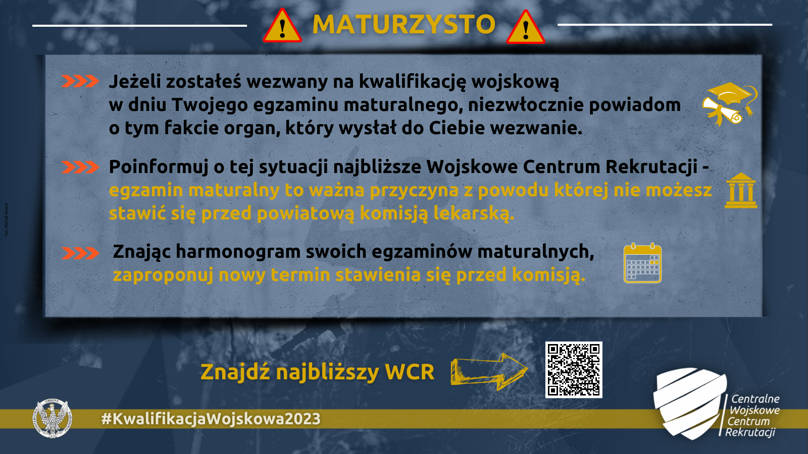 Wezwanie na kwalifikację wojskową podczas egzaminu maturalnego